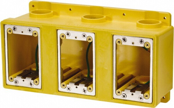Electrical Outlet Box: Polyvinylchloride, Rectangle, 10.88" OAH, 3-1/2" OAD, 3 Gangs