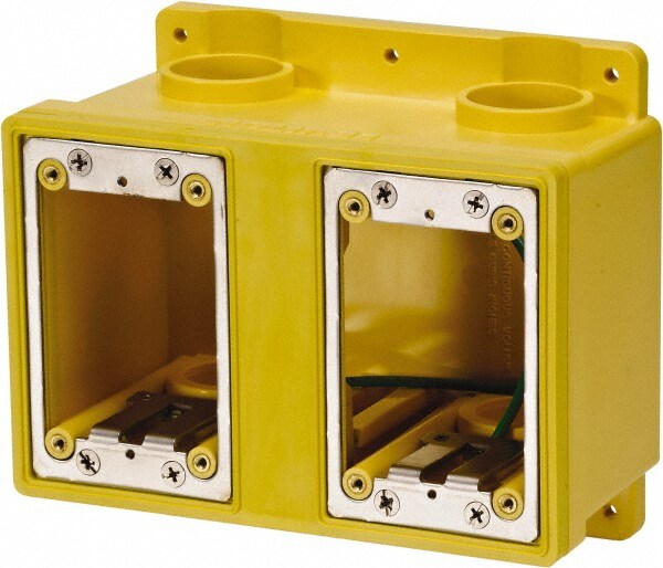 Electrical Outlet Box: Polyvinylchloride, Rectangle, 7" OAH, 7" OAW, 3-1/2" OAD, 2 Gangs