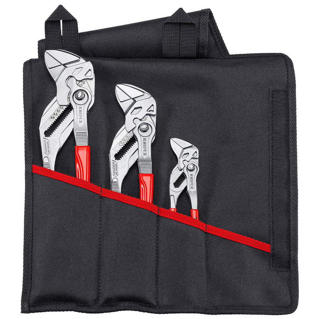 Knipex 3 Pc Pliers Wrench Set in Tool Roll: 6", 10" & 12" - Includes (86 03 150), (86 03 250) & (86 03 300) | Part #00 19 55 S7