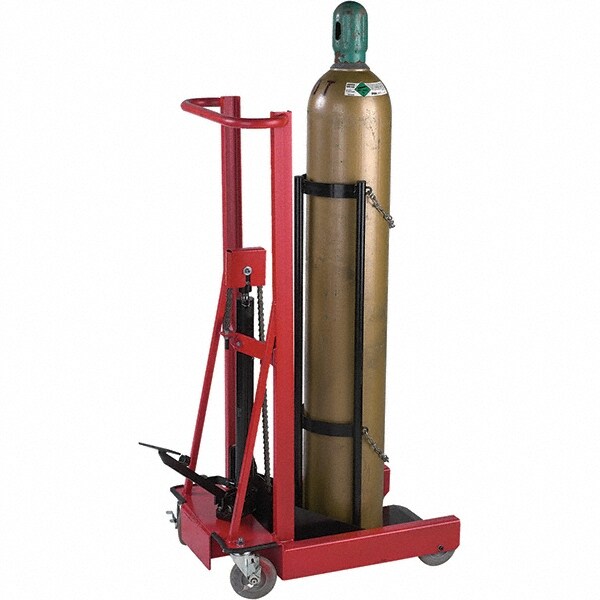 Gas Cylinder Cart: 29-1/4" OAL, 20" OAW, 54.6" OAH, 1 Cylinder