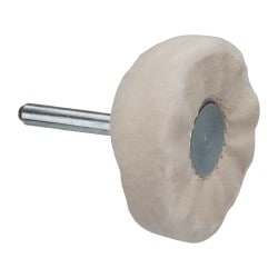 Mounted Loose Sewn Buffing Wheel: 2" Dia, 1/2" Thick, 1/4" Shank Dia