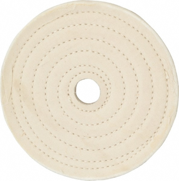 Unmounted Spiral Sewn Buffing Wheel: 7" Dia, 1/2" Thick, 1" Arbor Hole Dia