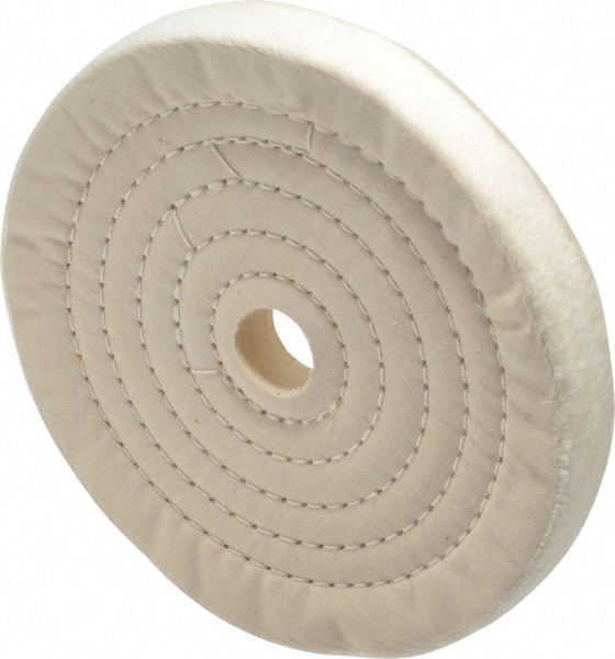 Unmounted Spiral Sewn Buffing Wheel: 7" Dia, 1" Thick, 1" Arbor Hole Dia