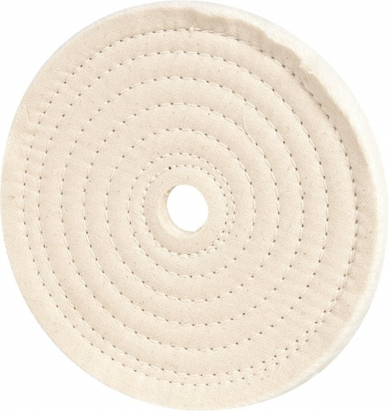 Unmounted Spiral Sewn Buffing Wheel: 8" Dia, 1/2" Thick, 1" Arbor Hole Dia