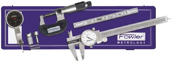 FOWLER 52-095-008 Machinist Caliper & Micrometer Kit: 7 pc 