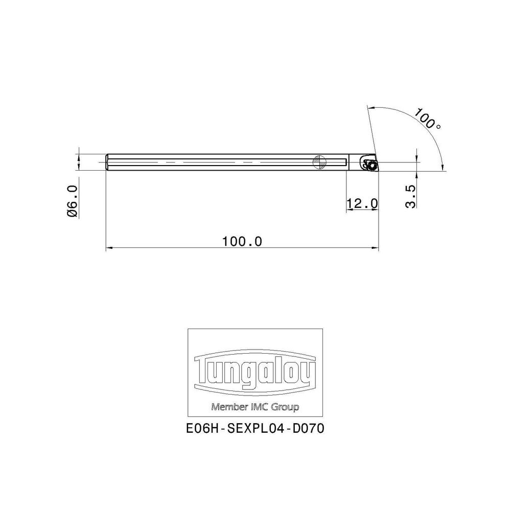 Tungaloy - Indexable Boring Bar: E06H-SEXPL04-D070, 7 Mm Min Bore Dia ...