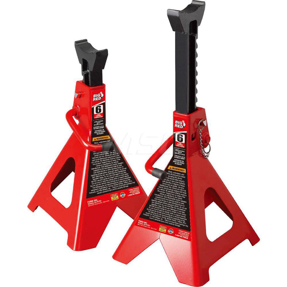 Big Red T46002A Jack Stands & Tripods; Jack Stand Type: Double Locking Jack Stand ; Load Capacity (Lb.): 12000.000 ; Load Capacity (Ton): 6 (Inch); Minimum Height (Inch): 15-3/8 ; Maximum Height (Inch): 23-13/16 