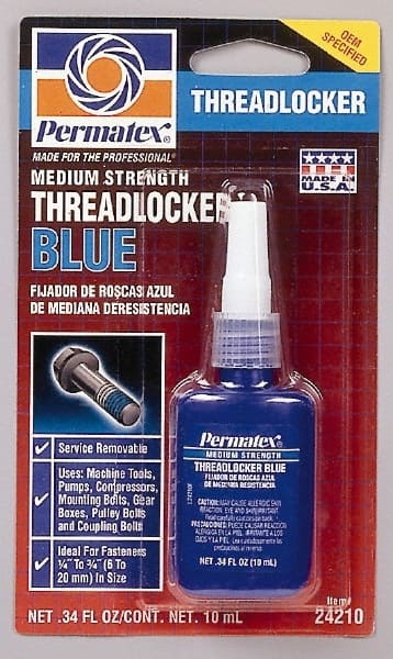 Permatex. 24210 Threadlocker: Blue, Liquid, 10 mL, Bottle 
