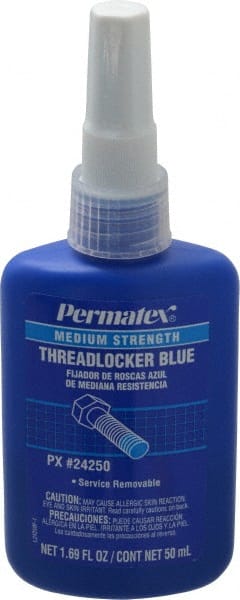 Permatex. 24250 Threadlocker: Blue, Liquid, 50 mL, Bottle 