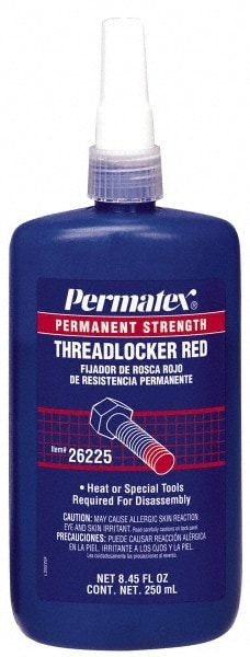 Threadlocker: Red, Liquid, 250 mL, Bottle