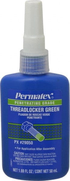 Permatex. 29050 Threadlocker: Green, Liquid, 50 mL, Bottle 