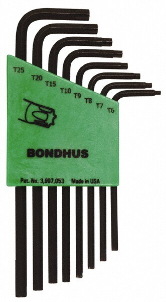 Torx Key Set: 8 Pc, L-Handle, T6 to T25