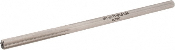 Alvord Polk 10449 Chucking Reamer: 0.2505" Dia, 6" OAL, 1-1/2" Flute Length, Straight Shank, High Speed Steel Image