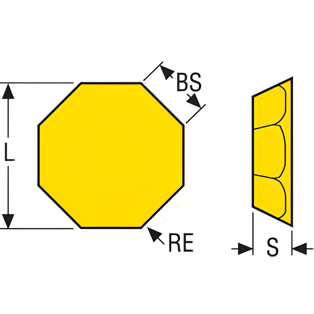 Milling Insert: ANSI OFEN070405TN-MD16-LF, ISO OFEN070405TN-MD16-LF, CBN200, PCBN - Bright/Uncoated Finish, 0.1874" Thick, 0.7071" Wide