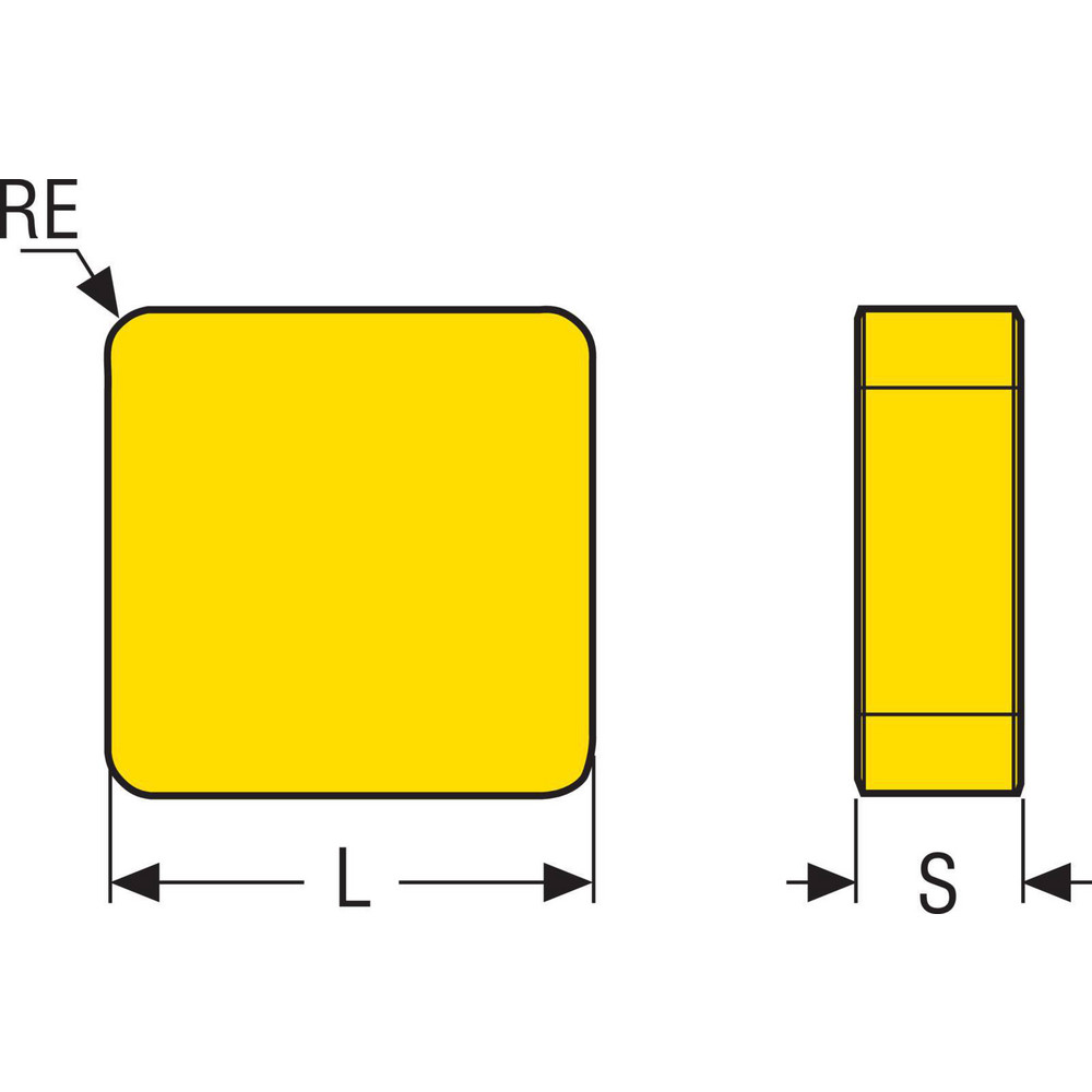 Milling Insert: ANSI SNEX120312ZZ, ISO SNEX120312ZZ, CBN200, PCBN - Bright/Uncoated Finish, 0.1252" Thick, 0.5000" Wide