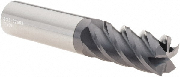 SGS 32668 Square End Mill: 3/4 Dia, 1-5/8 LOC, 3/4 Shank Dia, 4 OAL, 5 Flutes, Solid Carbide Image