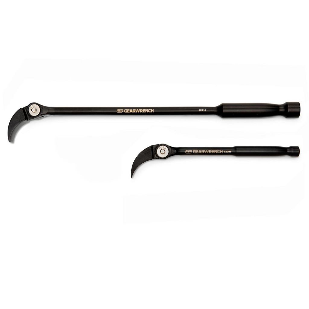 GEARWRENCH 2 Pc Indexing Pry Bar Set: 8" & 16" - Alloy Steel Handle, Black Phosphate Finish | Part #82300