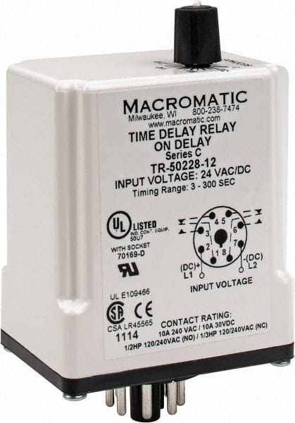 Macromatic TR-50228-12 8 Pin, Multiple Range DPDT Time Delay Relay 
