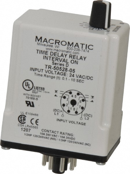 Macromatic TR-50528-05 8 Pin, Multiple Range DPDT Time Delay Relay Image