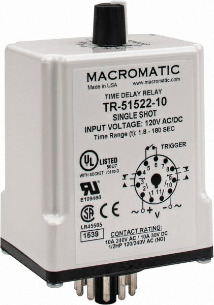 Macromatic TR-51522-10 11 Pin, Multiple Range DPDT Time Delay Relay 