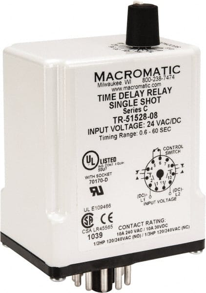 Macromatic TR-51528-08 11 Pin, Multiple Range DPDT Time Delay Relay 