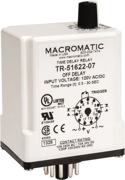 Macromatic TR-51622-07 11 Pin, Multiple Range DPDT Time Delay Relay 