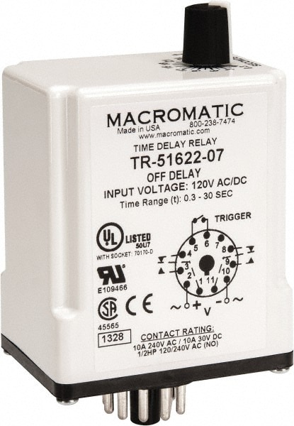 Macromatic TR-51622-07 11 Pin, Multiple Range DPDT Time Delay Relay Image