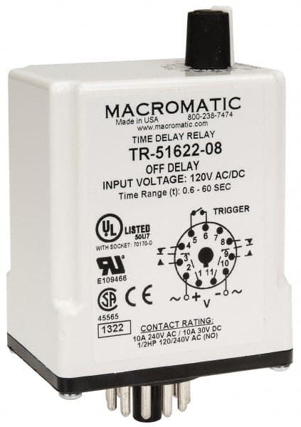 Macromatic TR-51622-08 11 Pin, Multiple Range DPDT Time Delay Relay 