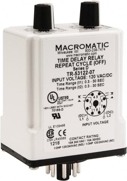 Macromatic TR-53122-07 8 Pin, Multiple Range DPDT Time Delay Relay 