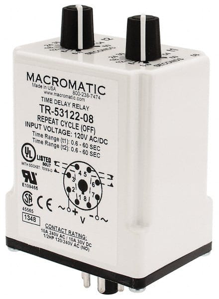 Macromatic TR-53122-08 8 Pin, Multiple Range DPDT Time Delay Relay 