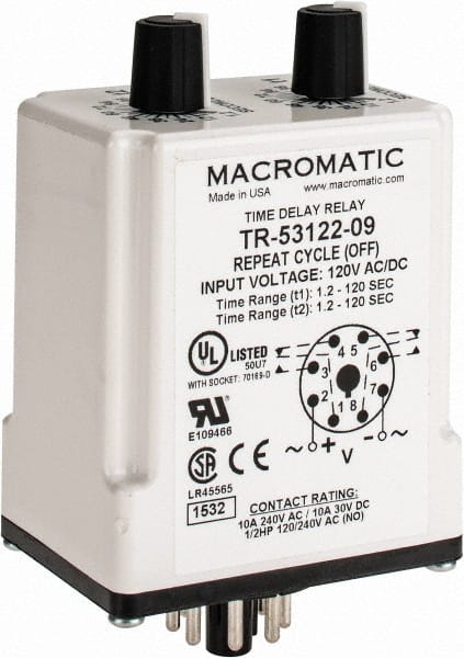 Macromatic TR-53122-09 8 Pin, Multiple Range DPDT Time Delay Relay 