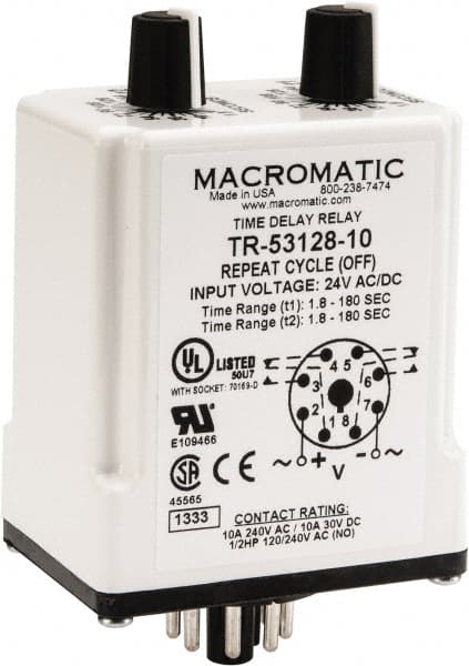 Macromatic TR-53128-10 8 Pin, Multiple Range DPDT Time Delay Relay 