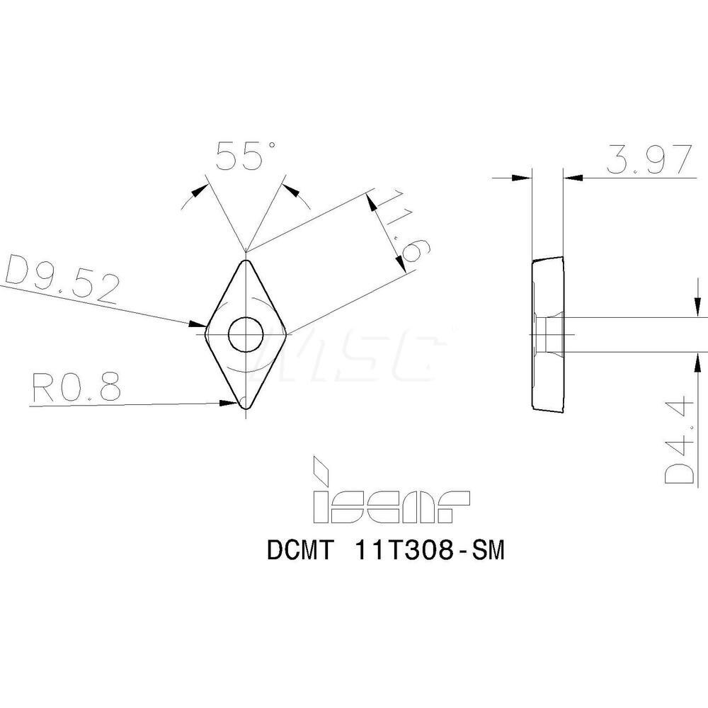 Iscar - Turning Insert: DCMT 3-2-SM IC8150, Carbide | MSC Direct