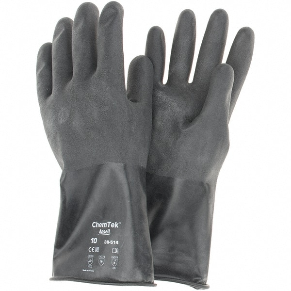 Ansell 38-514-10 Chemical Resistant Gloves: 14 mil Thick, Unsupported 