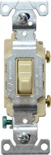 1 Pole, 120 to 277 VAC, 20 Amp, Commercial Grade Toggle Wall Switch