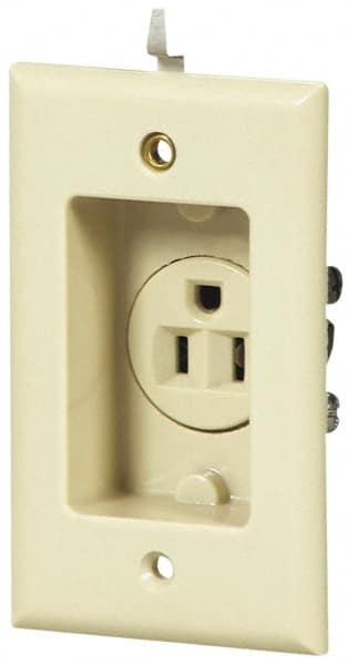 Cooper Wiring Devices TR775W-BOX-SP Straight Blade Single Receptacle: NEMA 5-15R, 15 Amps, Self-Grounding 