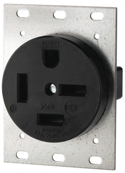Cooper Wiring Devices 8460N Straight Blade Single Receptacle: NEMA 15-60R, 60 Amps, Self-Grounding 