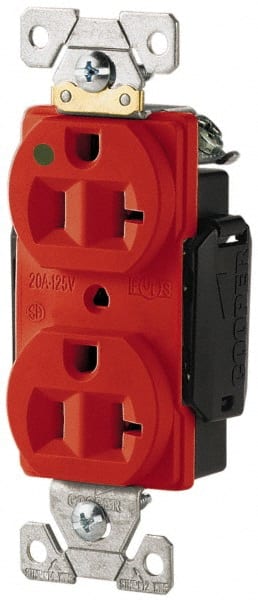 Cooper Wiring Devices AH8300RD Straight Blade Duplex Receptacle: NEMA 5-20R, 20 Amps, Self-Grounding 
