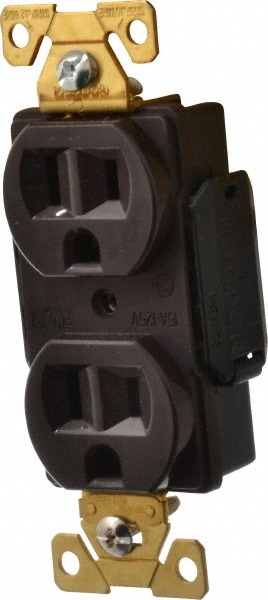 Straight Blade Duplex Receptacle: NEMA 5-15R, 15 Amps, Self-Grounding