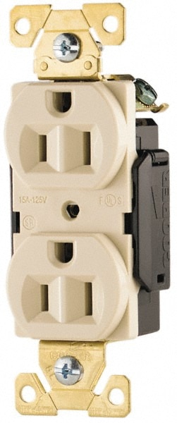 Straight Blade Duplex Receptacle: NEMA 5-15R, 15 Amps, Self-Grounding