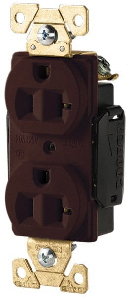 Cooper Wiring Devices AH5362B Straight Blade Duplex Receptacle: NEMA 5-20R, 20 Amps, Self-Grounding 