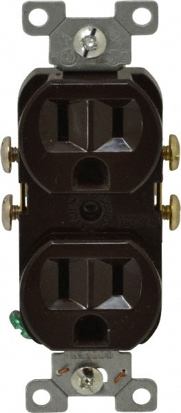 Straight Blade Duplex Receptacle: NEMA 5-15R, 15 Amps, Self-Grounding