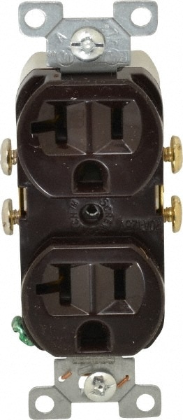 Straight Blade Duplex Receptacle: NEMA 5-20R, 20 Amps, Self-Grounding
