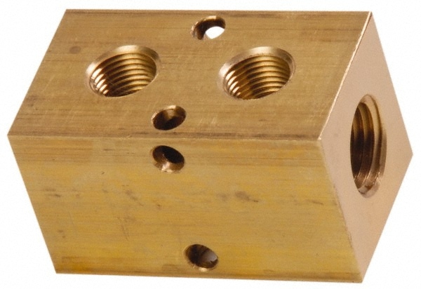 Manifold: 1/4" Inlet, 1/8" Outlet, 2 Inlet Ports, 2 Outlet Ports, 1.75" OAL, 1" OAW, 1" OAH
