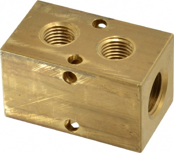 Made in USA BR02M124 Manifold: 3/8" Inlet, 1/4" Outlet, 2 Inlet Ports, 2 Outlet Ports, 2.13" OAL, 1.25" OAW, 1-1/4" OAH Image