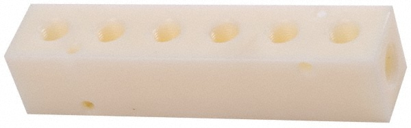 Manifold: 3/8" Inlet, 1/4" Outlet, 2 Inlet Ports, 6 Outlet Ports, 5.88" OAL, 1.25" OAW, 1-1/4" OAH