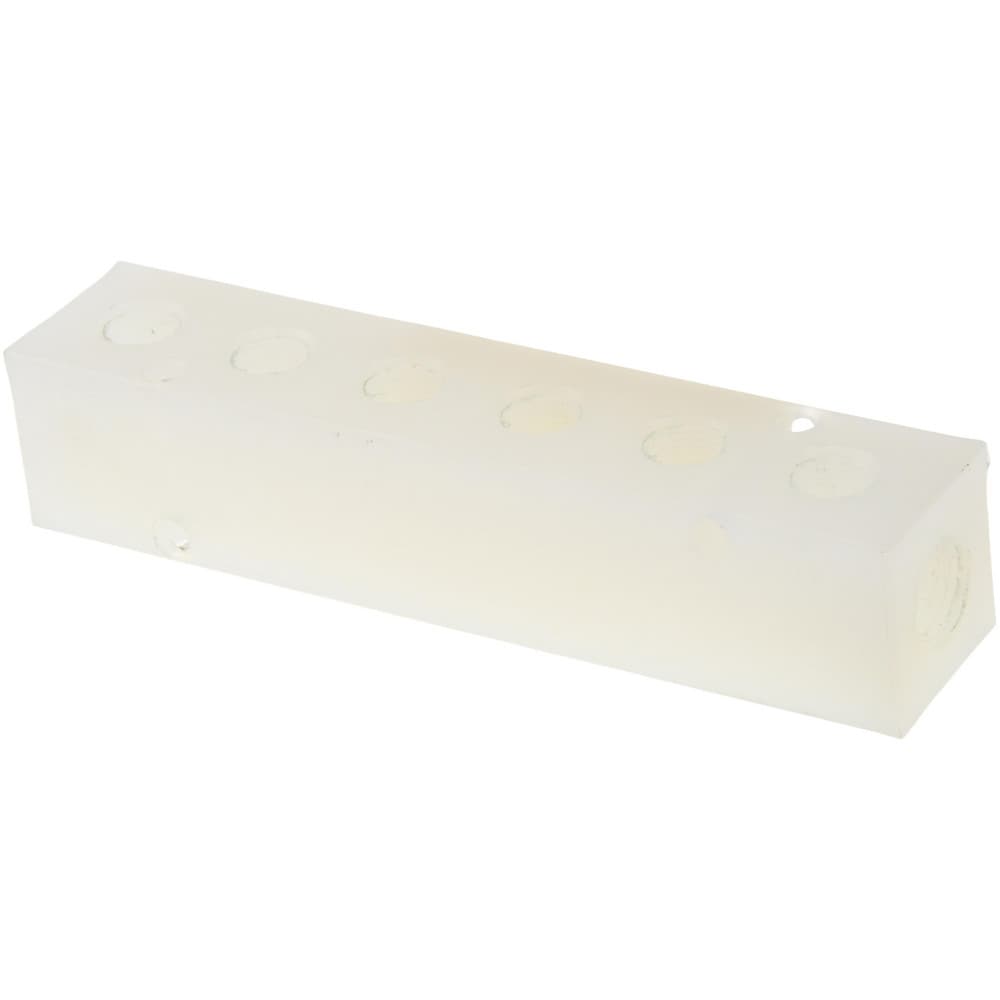 Manifold: 1/4" Inlet, 1/8" Outlet, 2 Inlet Ports, 6 Outlet Ports, 4.75" OAL, 1" OAW, 1" OAH