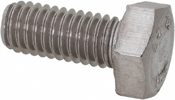 Hex Head Cap Screw: M6x1, 14.00 mm Length Under Head, Grade 18-8 & Austenitic Grade A2 Stainless Steel, Bright/Uncoated Finish - Fully Threaded, 10.00 mm Hex, DIN 933
