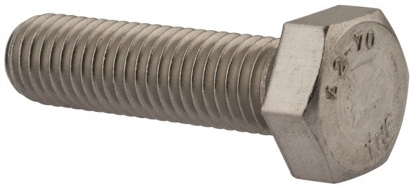 Value Collection 3MAHC0120045CP Hex Head Cap Screw: M12 x 1.75 x 45 mm, Grade 18-8 & Austenitic Grade A2 Stainless Steel, Uncoated Image