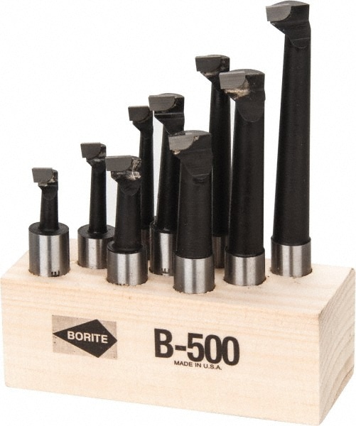 Borite B-500 C-6 5/16 to 9/16" Min Diam, 3/4 to 3" Max Depth, 1/2" Shank Diam, 2-1/4 to 4-1/2" OAL Boring Bar Set 